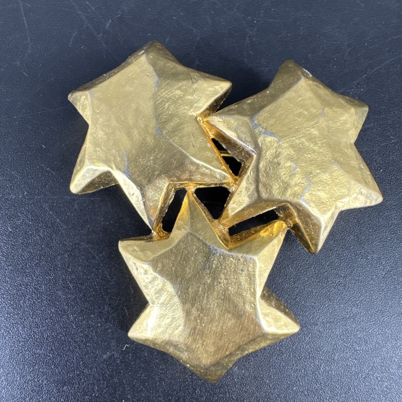 Les Bernard For Vogue Celestial Triple Star Geometric Gold Tone Pin Brooch 75$
